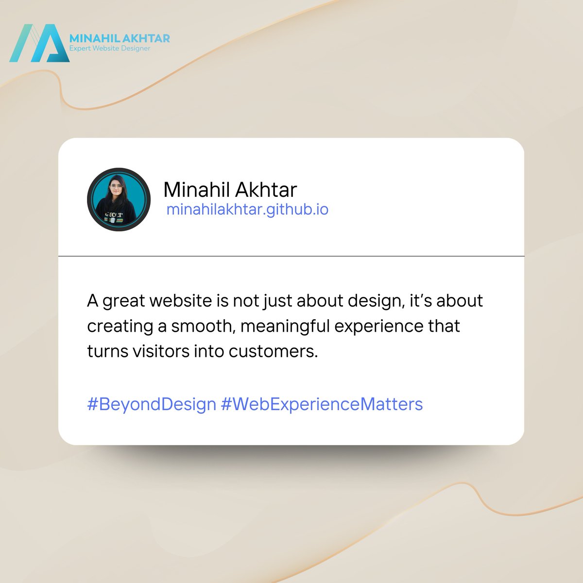 MinahilAkhtar9's tweet photo. Web design beyond visuals focused on clarity, usability, and results.
Open to projects & collaborations.
πhttps://t.co/6WwN3Kb4Ej
.
.
#WebDesign #UXUI #BeyondDesign #DigitalExperience #BusinessGrowth https://t.co/BxXvtcfxqo