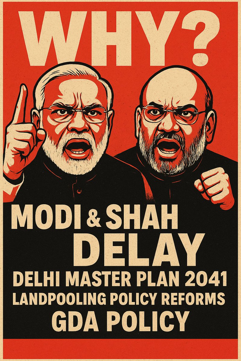 <a href="/narendramodi/">Narendra Modi</a> ji,
when will Delhi get the same priority?
Years later, the capital is still stuck ⬇️
❌ Delhi Master Plan 2041
❌ Land Pooling Reforms
❌ GDA Policy
❌ Agri Circle Rate &amp; Mutation
Development should reach the capital first — not last.
<a href="/AmitShah/">Amit Shah</a> <a href="/mlkhattar/">Manohar Lal</a>