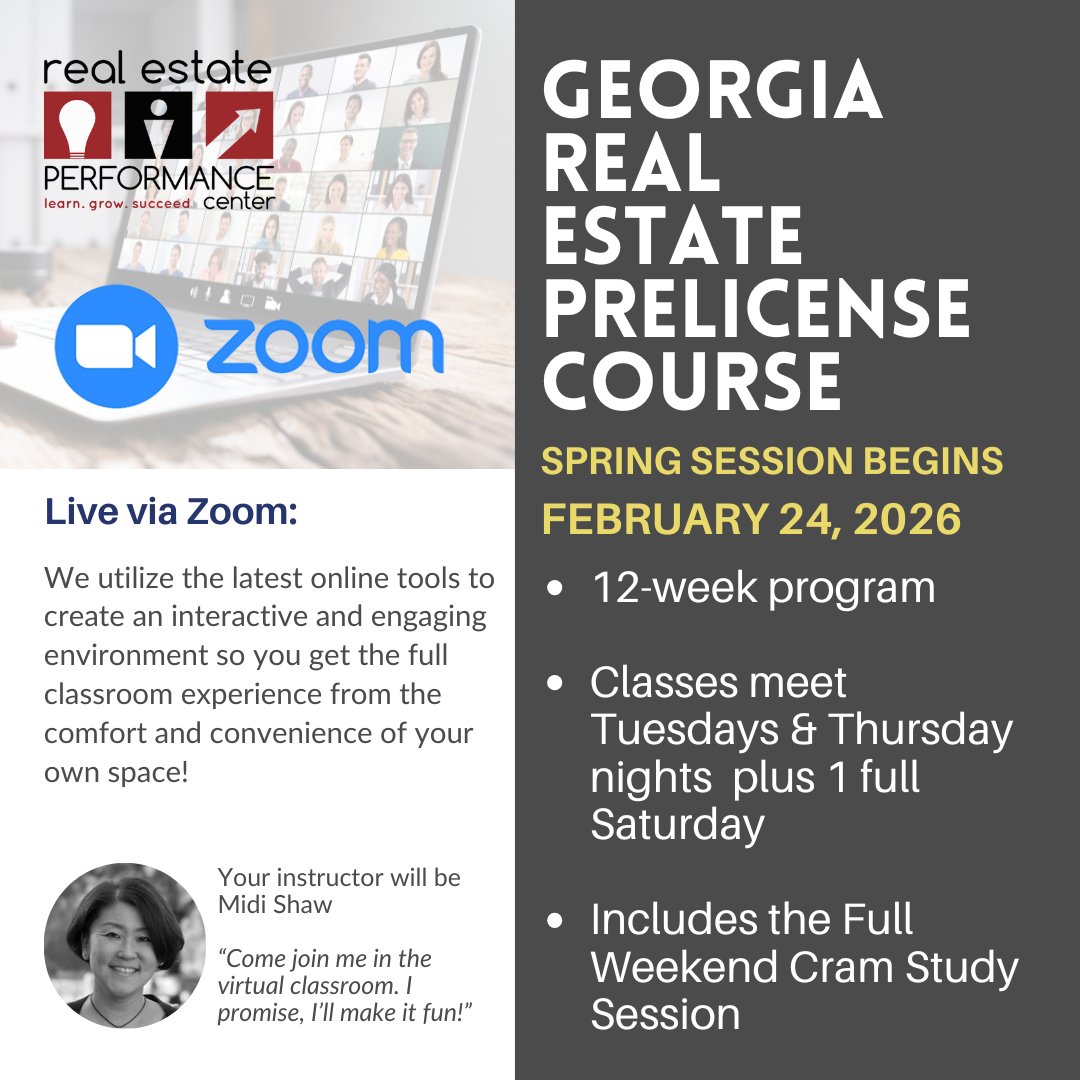 midishaw's tweet photo. There's still time to join us! If you know anyone in GA looking for a Zoom option for Prelicense, please pass this on! Evening classes begin Feb 24! #GARealEstatePrelicense https://t.co/B6MfoH1Y2q https://t.co/MXVDE7GbxE