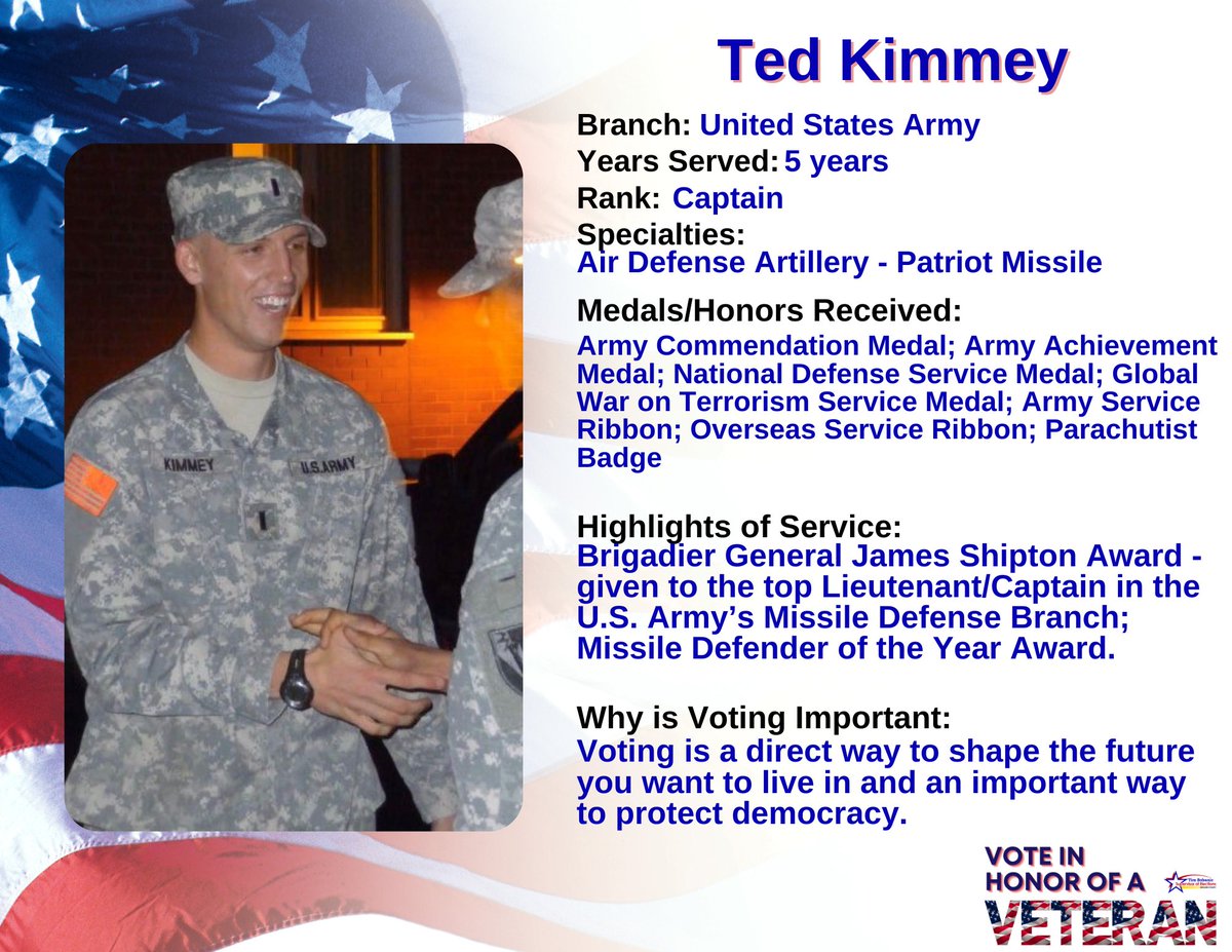 🇺🇸This month’s featured Veteran: Ted Kimmey, U.S. Army (retired). To learn more about Vote in Honor of a Veteran, please visit VoteBrevard.gov.