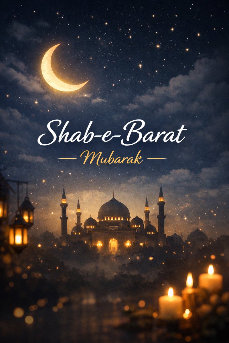 शब-ए-बारात मुबारक! 🌙
रहमतों बरकतों वाली इस मुबारक रात में अल्लाह तह़ाला हमारे गुनाहों को माफ़ करे, ज़िन्दगी से ग़मों को मिटाए और दिलों में मोहब्बत बढ़ाए!!
#ShabeBarat