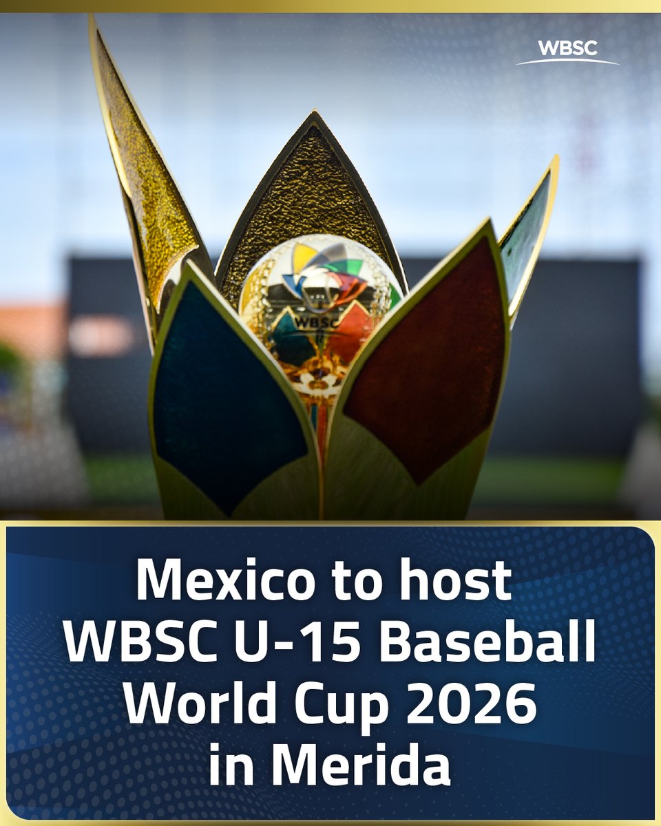 🚨 Breaking News‼️
🇲🇽 Mexico to host WBSC U-15 Baseball World Cup 2026 in Merida
🔜 The capital city of Yucatan will host the event from September 25 to October 4.
📰 More details here
🔗 wbsc.org/en/news/mexico… 
#BaseballWorldCupU15
