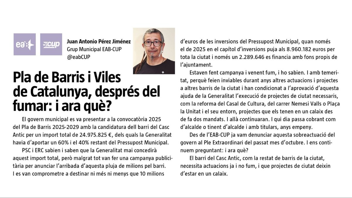 Esquerra Alternativa per Barberà - CUP tweet media