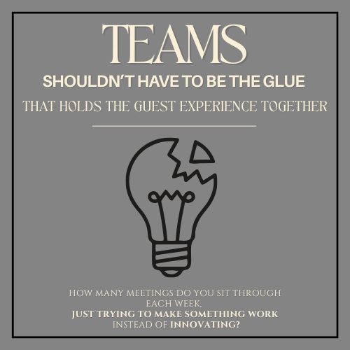 When teams become the system:
One of the clearest signs that understanding has been outsourced in hospitality, is how much work your team does to compensate for it.

In hospitality, people are constantly filling in gaps.

How many meetings have you and your team sat in just
