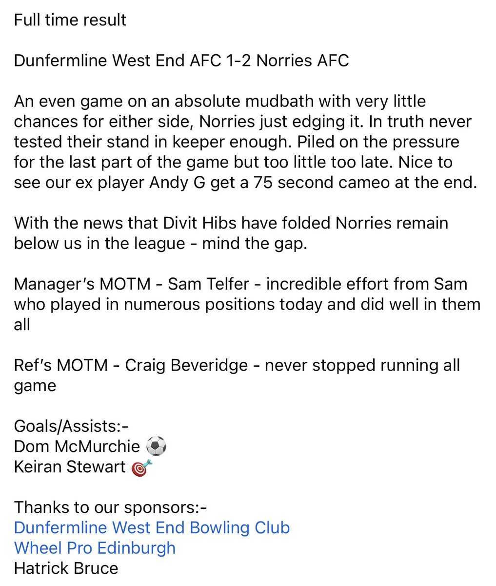 Dunfermline West End AFC tweet media