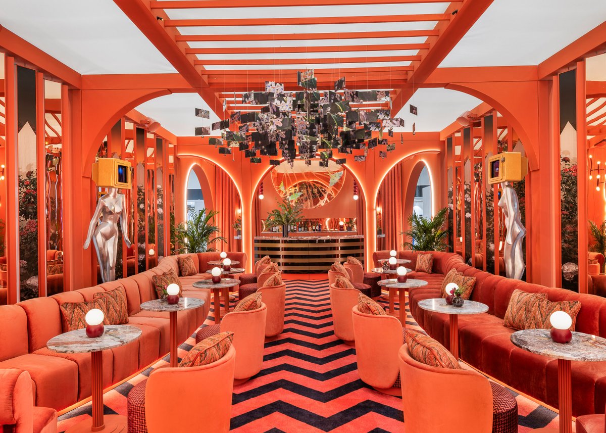 wearegilbert's tweet photo. Executed by Gilbert in collaboration with The Design Agency, this immersive BDNY space came to life through seamless logistics and on-site installation—bringing bold color, texture, and hospitality-driven design to the show floor. https://t.co/iP6C4mG1lp