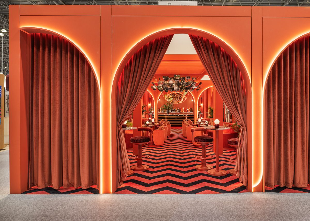 Executed by Gilbert in collaboration with The Design Agency, this immersive BDNY space came to life through seamless logistics and on-site installation—bringing bold color, texture, and hospitality-driven design to the show floor.