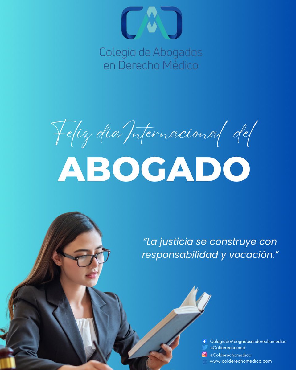 colderechomed's tweet photo. 💙⚖️ Feliz Día Internacional del abogado. 

Hoy exaltamos la vocación, el compromiso ético y la responsabilidad de quienes, desde el Derecho, trabajan por la justicia y la defensa de la dignidad humana. https://t.co/HUHyMRP2YM