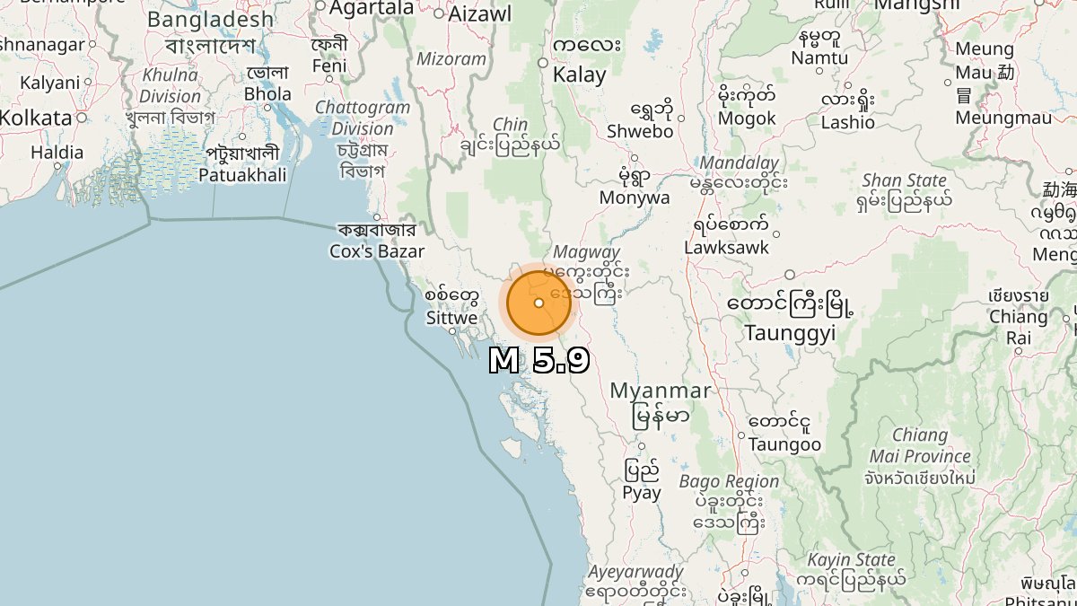 NewEarthquake's tweet photo. 5.9 earthquake

📍 95 km W of Yenangyaung, Burma (Myanmar)
🕒 Feb 3 15:34:01 UTC (18m ago)
⬇️ Depth: 63 km

https://t.co/yAUm14fBFc https://t.co/p8pv0QPMCy