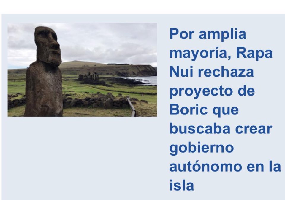 Isla de Pascua:
Como en muchos otros temas, gran diferencia entre lo que plantean activistas y lo que quiere la gente: