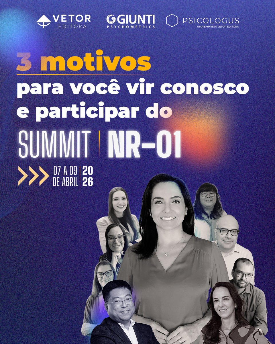 Já garantiu sua vaga no Summit NR-01? O maior evento sobre Riscos Psicossociais no trabalho está chegando! 

🔹 Domine GRO e PGR na prática
🔹 Aprenda com especialistas da área
🔹 Ganhe certificado e ferramentas reais

Inscreva-se: vetor.short.gy/sm-summit-nr1