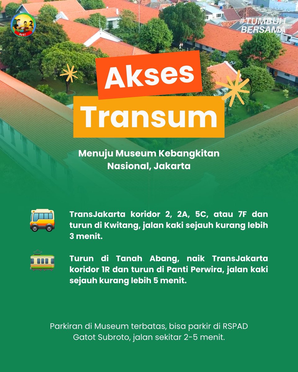 🎊 Briefing Panitia RuBI 2026 🎊

🗓 Waktu: Sabtu, 7 Februari 2026 jam 10.00 - 15.00
📍 Tempat: Museum Kebangkitan Nasional
(maps.app.goo.gl/qSUhUFpTprutAZ…)
👕 Dresscode: Disarankan menggunakan pakaian berwarna cerah ✨ 

#TumbuhBersama #BergerakBersama #BerbagiSelamanya