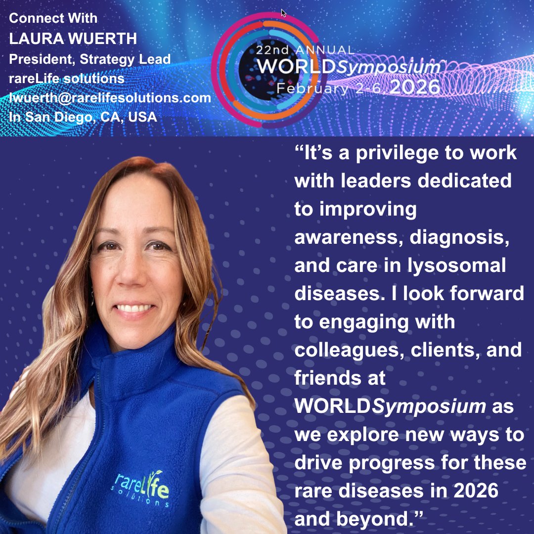Contact me at lwuerth@rarelifesolutions.com to connect and learn how we can make a difference in the lysosomal disease community and explore innovative solutions in lysosomal disease publications and scientific communications.
#WORLDSymposia #LysosomalDisease #ForUsItsPersonal
