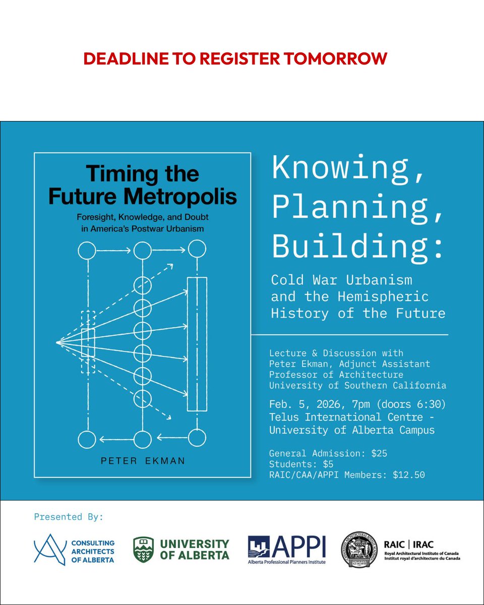 ConsultArchAB's tweet photo. Registration Deadline: Peter Ekman Lecture - Knowing, Planning, Building: Cold War Urbanism and the Hemispheric History of the Future - https://t.co/mXS1IM4Ms0 https://t.co/8thEBlaete