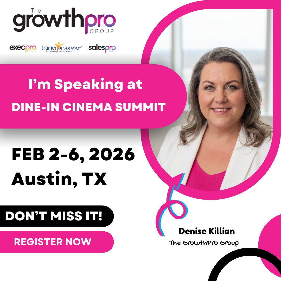 TrainerTainment's tweet photo. Heading to the Dine-in Cinema Summit? Don't leave without hearing Denise Killian speak on the 1% Difference. Learn the service secrets that set the industry leaders apart. #DineInTheater #1PercentDifference #TrainerTainment #CinemaIndustry https://t.co/AE3mxGbij0