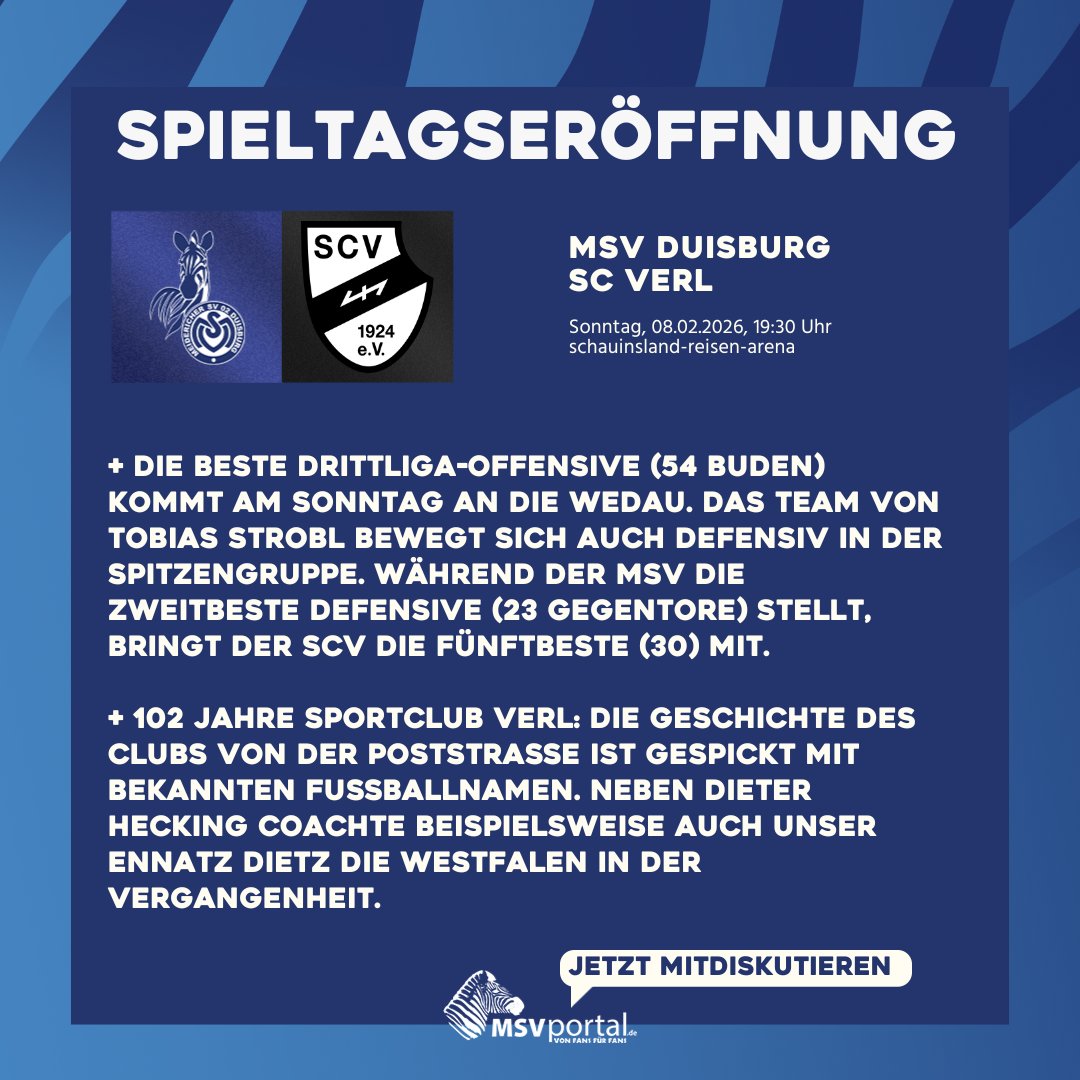 🧐 Beste Offensive gegen zweitbeste Defensive: Zahlen, die weitaus tiefer greifen, findet ihr in Pawels Spieltagseröffnung zum Match unserer #Zebras gegen den SC Verl.  

👉 ow.ly/I7eq50Y8apV

#MSVereint #3Liga #MSVSCV