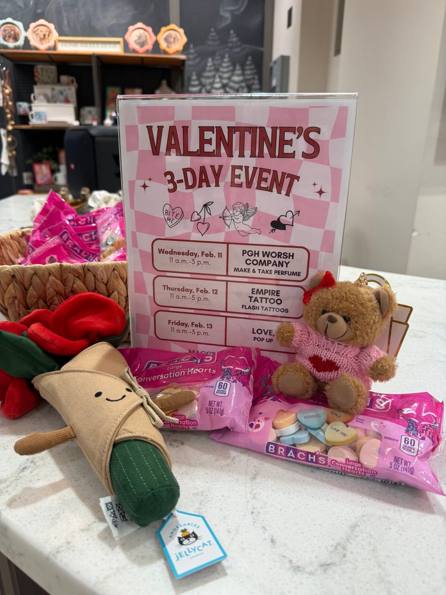 Valentine’s plans? We’ve got you covered. 🥰
Join us next week for a Valentine’s 3-day Event you won’t want to miss:
❤️ 2/11 – Make &amp; Take Perfume
💝 2/12 – Flash tattoos
💌 2/13 – Self-love essentials pop-up
Tag and share this with who you’re bringing! 👯💕