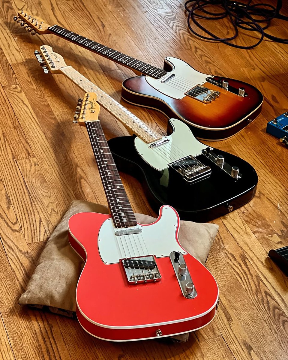 Fender's tweet photo. Happy #TeleTuesday! Celebrate with this trio from @caseylivinoverdriven on IG. 

We celebrating 75 years of Telecaster history, shaped by players like you. Tag us in your Tele photos for a chance to be featured next. #FenderFanMail https://t.co/Eil4v9OE9l
