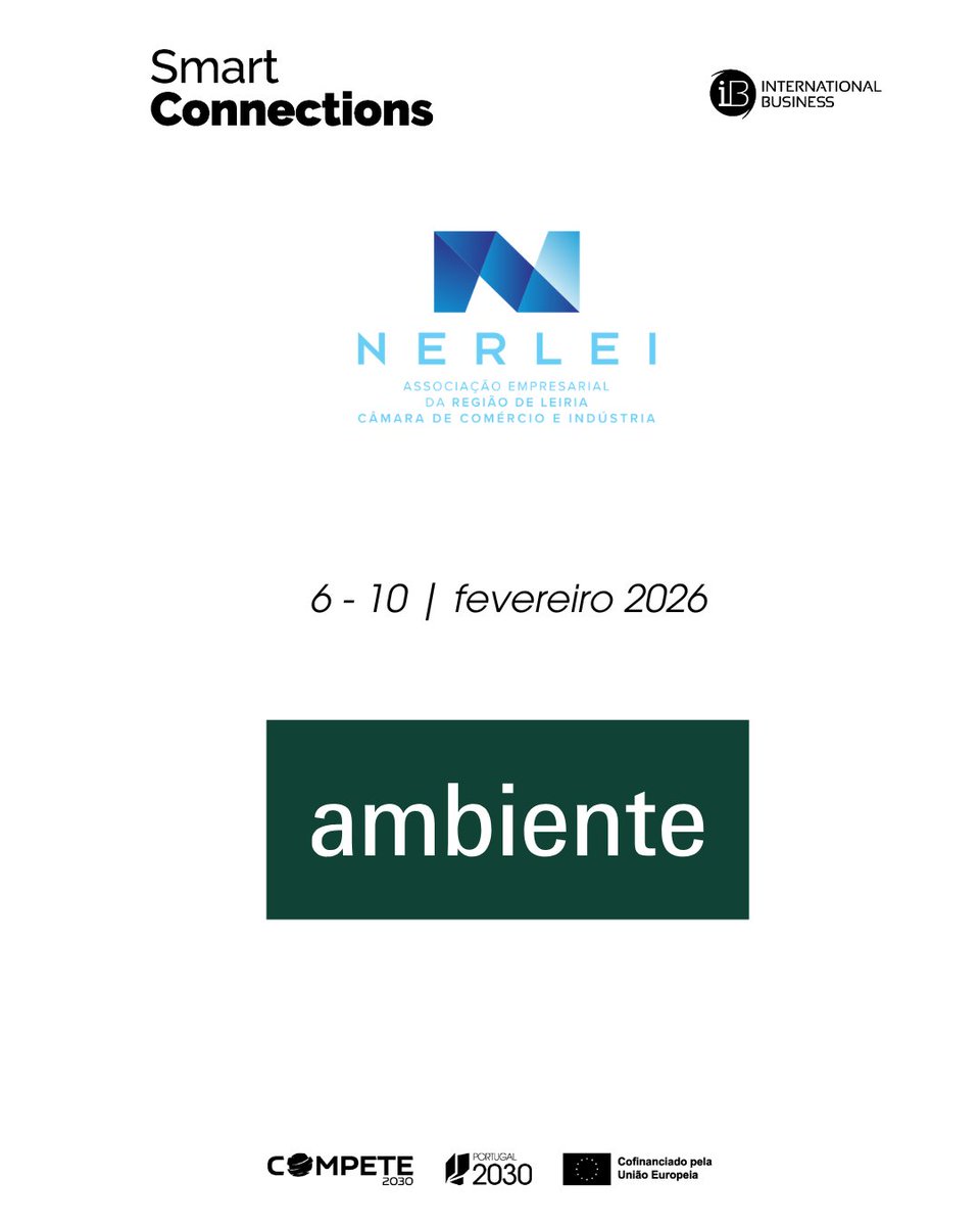 A NERLEI CCI acompanha 67 empresas portuguesas na feira Ambiente, Christmasworld e Creativeworld (6–10 fev, Frankfurt). Um sinal de resiliência e compromisso com a internacionalização.
Projeto International Business 2025-26| Cofinanciado pelo <a href="/FEEICOMPETE2030/">COMPETE 2030</a>