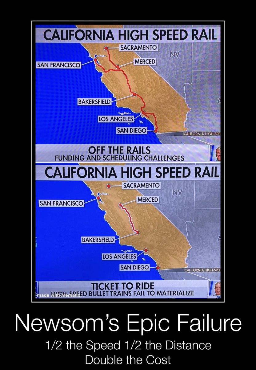 KC4TermLimits's tweet photo. @CaHSRA @POTUS @secduff 
Derail #Newsom #MoonbeamExpress, $135B. Half-Speed ChooChoo from Noplace to Nowhere. Merced2Bakersfield = $15B+ WASTED! 

 @CAGovernor MUST build Reservoirs, Aquifers, Aqueducts for #California most fertile gardens.  CA Citizens need Water &amp; Hydroelectric Power. https://t.co/FPvZk2LaRe