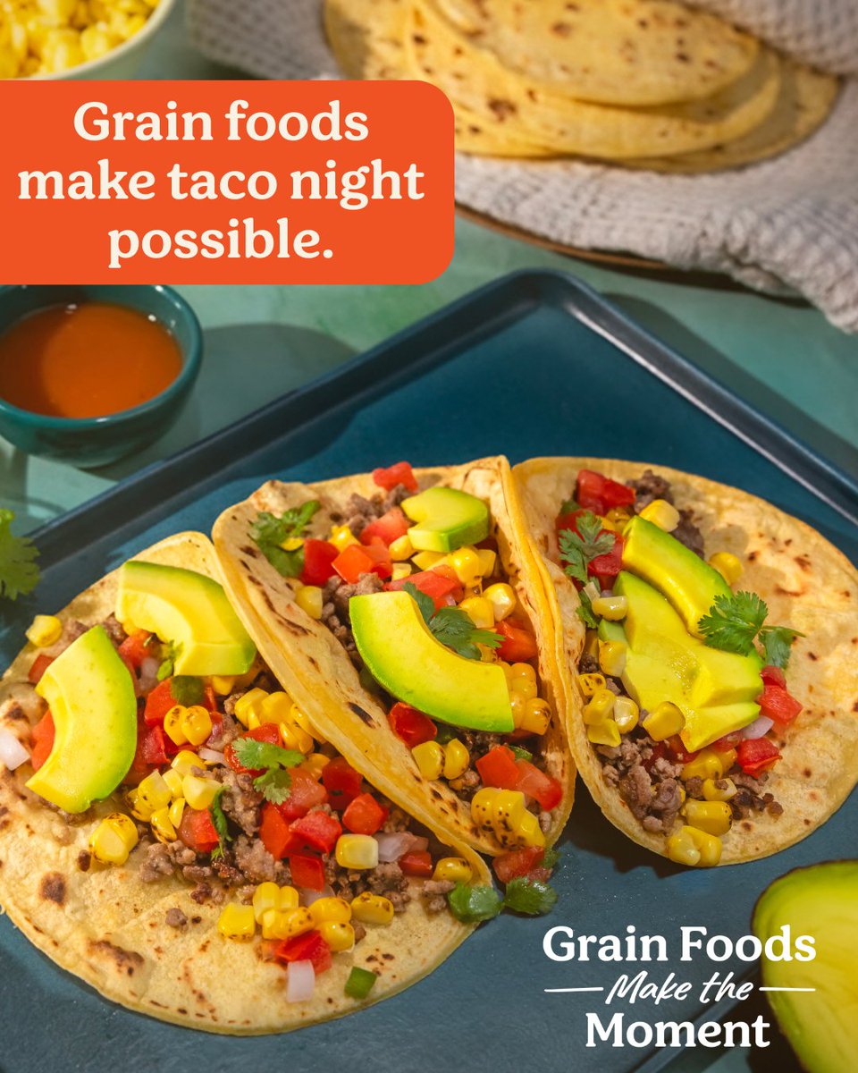 It's Taco Tuesday! 🌮 Grain foods like tortillas provide balance, fiber and the structure that lets your meals shine. From family dinners to quick weeknight meals, grain foods make flavor-packed moments possible while keeping nutrition front and center.