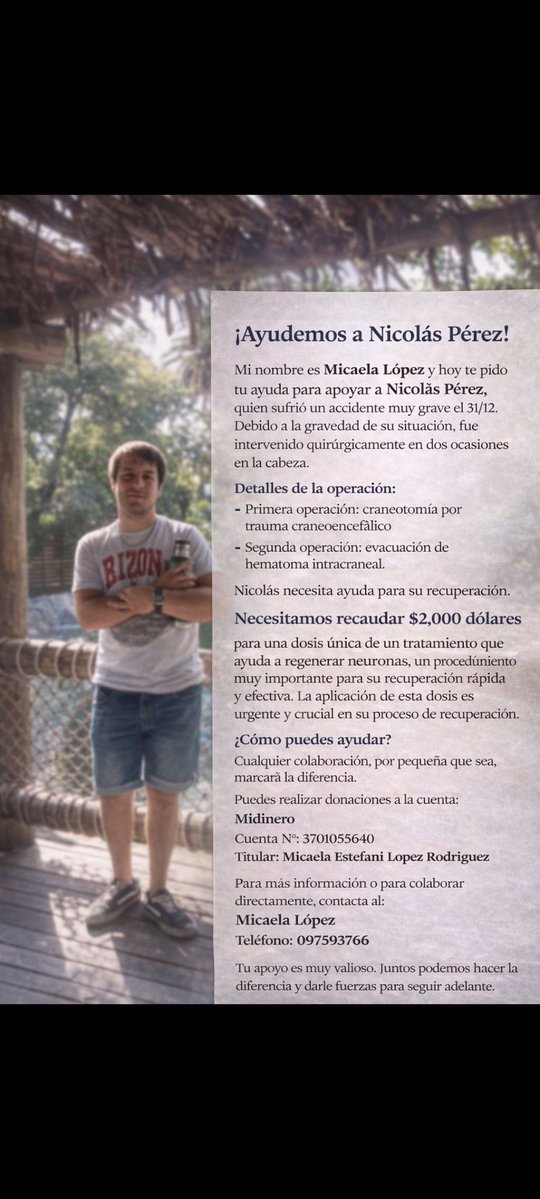 Es la pareja de una prima mía. Si pueden dar RT por favor, sería de gran ayuda. Gracias!!