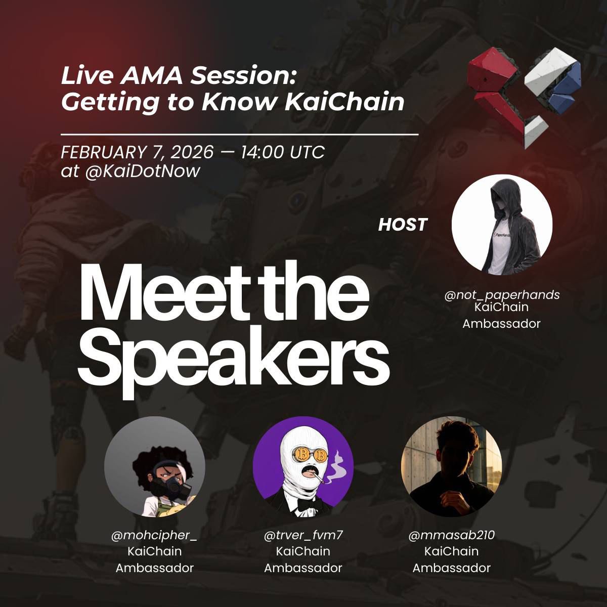 Meghan_Crypt's tweet image. If you’ve ever wanted a clearer, more grounded take on what’s happening across the #KAIChain ecosystem, this is a good place to get it.

🎙️ The KAI Ambassadors are hosting a live AMA on X Spaces. 

Just an open conversation about where KaiChain is today, what’s being built, and