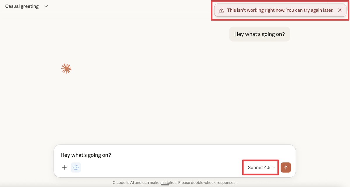 Claude UI error state