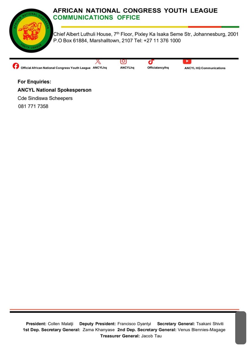 [3/3] The ANCYL convened it's 1st NEC meeting of the 27th term on 31st January 2026 at Pine Lake Inn in Mbombela, Mpumalanga. The NEC meeting formally marked the commencement of the work of the newly elected leadership collective following the successful 27th National Congress.