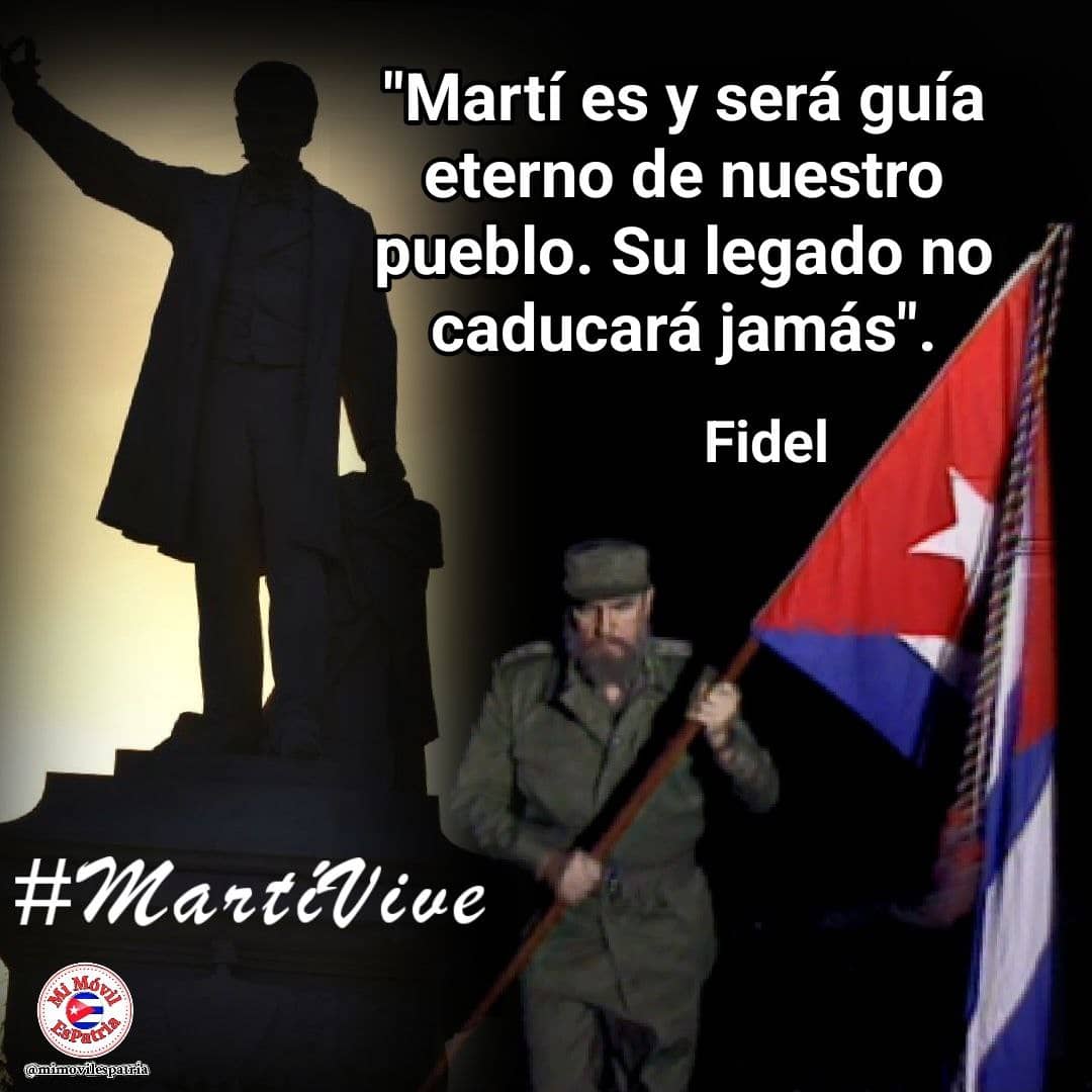 🇨🇺 Martí nos legó pasión por la libertad, dignidad humana y fe infinita en nuestro pueblo. Valores que también definieron a nuestro Comandante en Jefe.
#MartíVive #100AñosConFidel #SanctiSpíritusEnMarcha