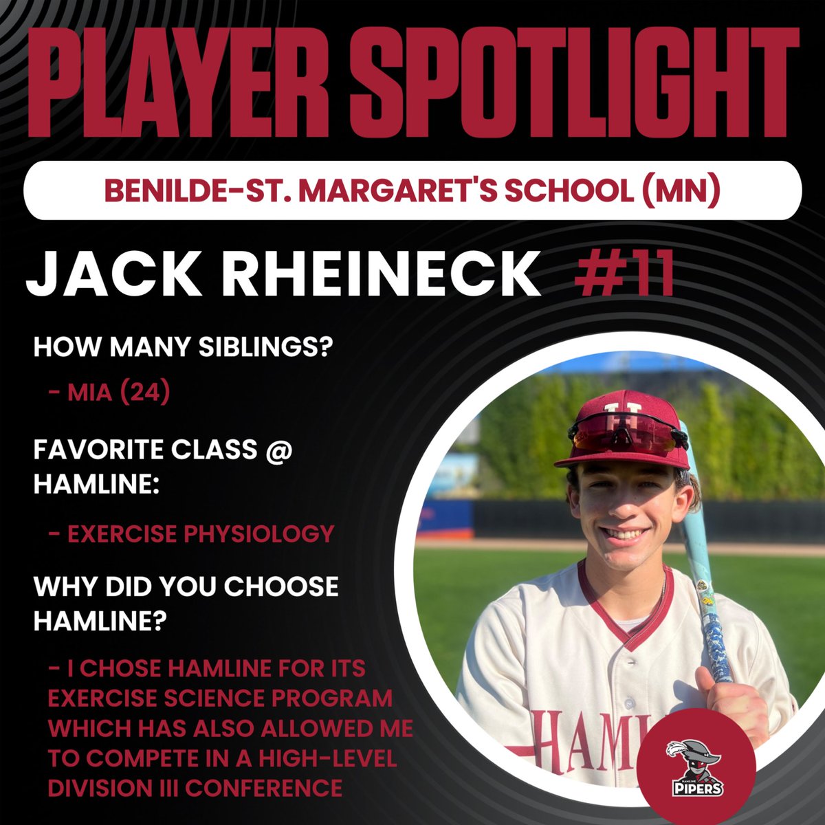 PiperBaseball's tweet photo. 1️⃣1️⃣ DAYS Until Game Day
Get to know 2026 Grad, Jack Rheineck! (#11)
📍St. Louis Park, MN
#GoPipers #CountdownToGameDay https://t.co/PtIBZJs3Or