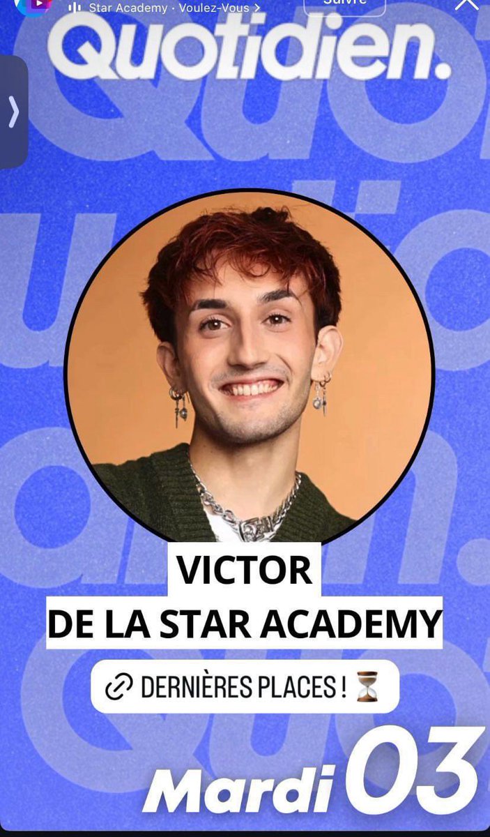 ginpasnette's tweet photo. Hello les Victeams ✨
Ce soir branchez-vous sur Quotidien pour l’itv de Victor !
On vous propose de live tweet avec les # #StarAcademy #Quotidien et le superbe #Vikotidien 
Faut qu’on fasse péter les compteurs 🔥 on animera également un Space après pour debriefer entre nous <3 https://t.co/hMW3BUZNIO