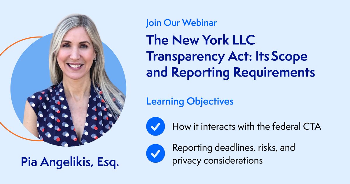 The New York LLC Transparency Act introduces new reporting obligations for certain foreign LLCs. 

Learn what’s required and what’s still unclear in this free CLE webinar. 

Register: hubs.li/Q041wLg10

#CLEWebinar #NYLLCTransparencyAct #Compliance #CogencyGlobal