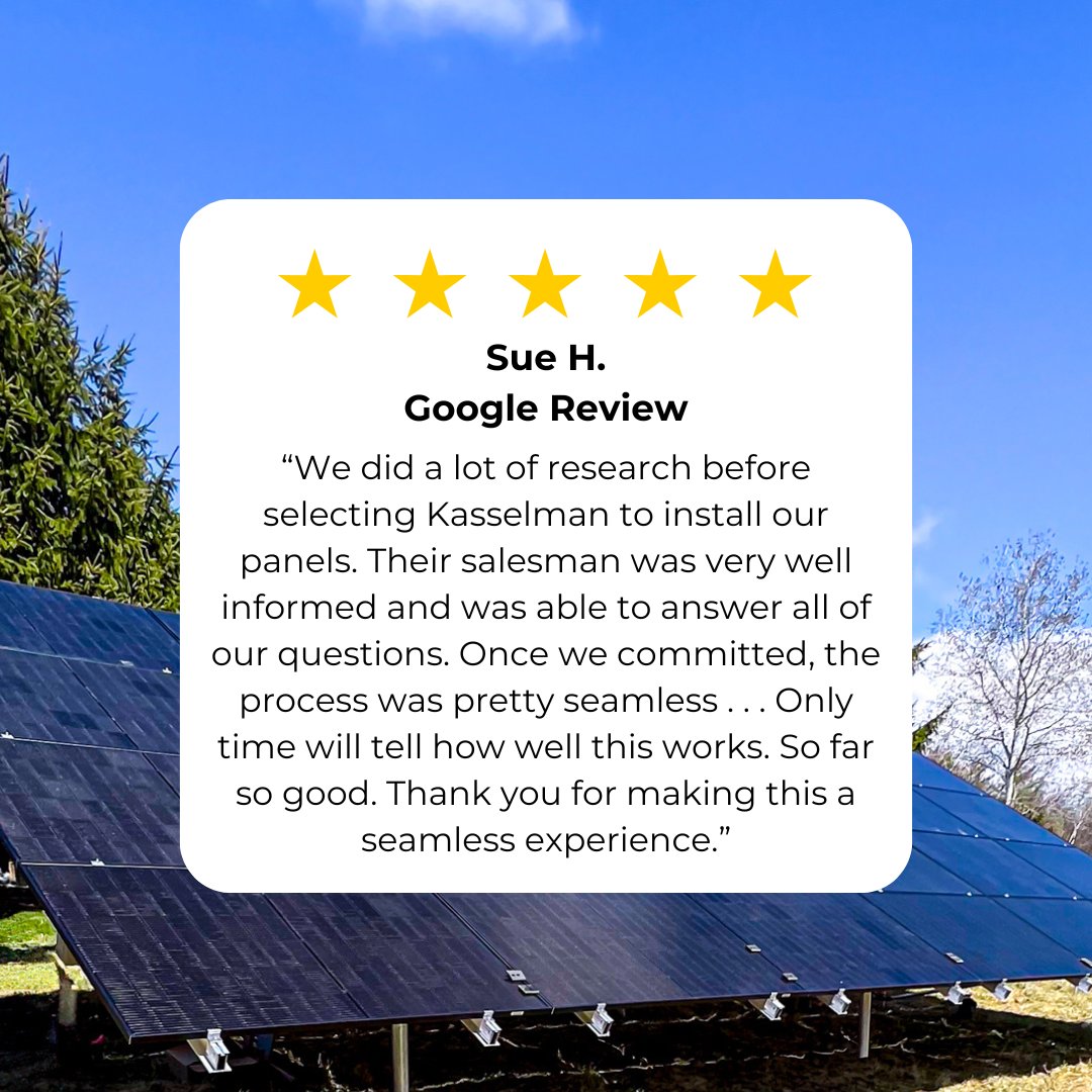 #testimonialtuesday: We know going solar is a big decision. Thank you, Sue, for trusting our team to guide you through every step with clarity and care!

#KasselmanSolar #solar #solarny #savewithsolar