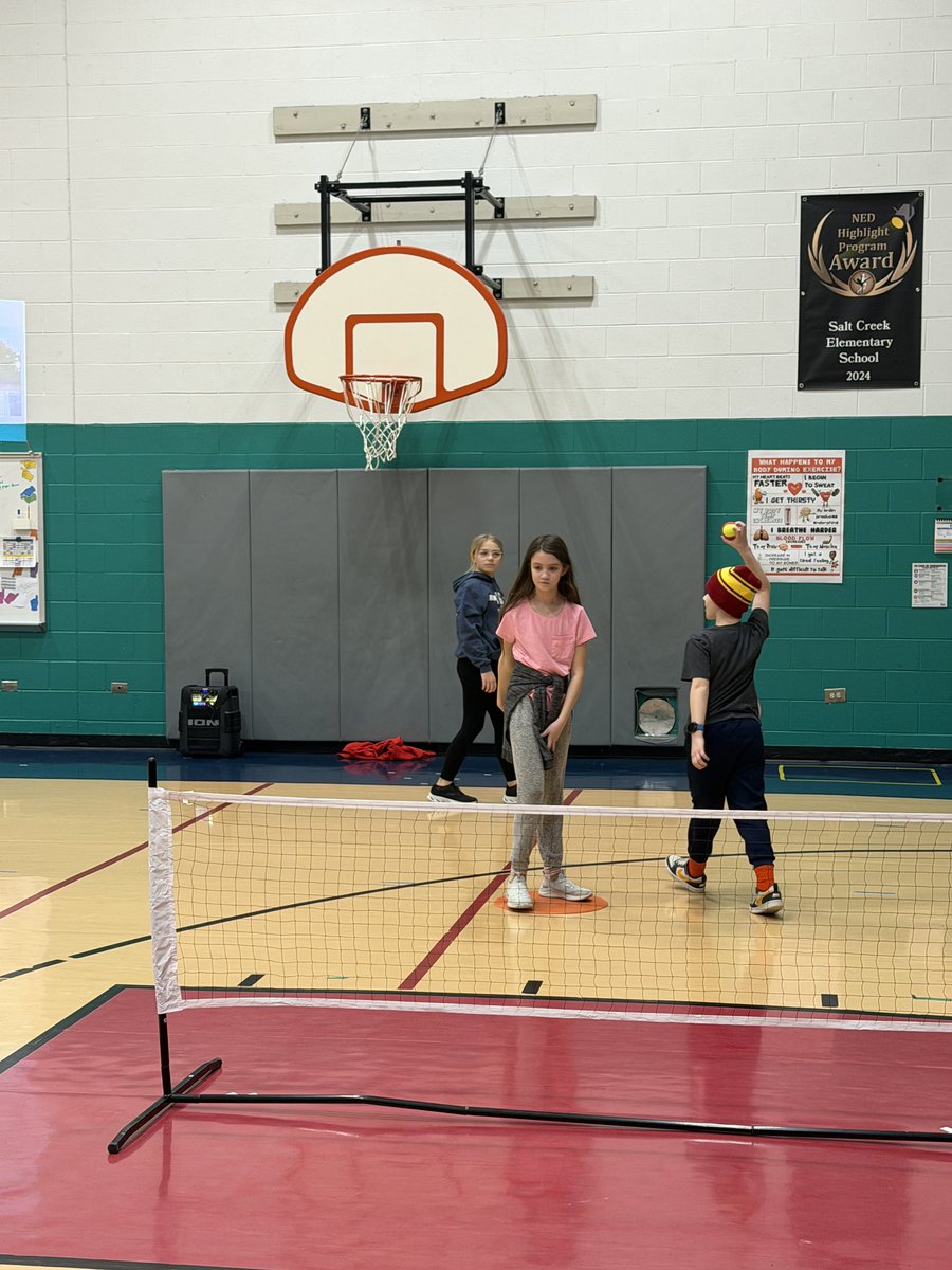 BoPhillips10's tweet photo. “Forehand Frenzy” with 5th graders today as we continue to learn how swing a racquet and hit a ball over a net. #tennis #racquet #netgames #Physed #D59PE @D59SaltCreek @USTAMidwest @MrsMetcalf_PE https://t.co/T1H777FhEh