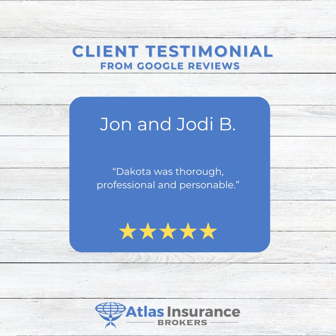 AtlasIns's tweet photo. Thank you to Jon and Jodi for the #FiveStarReview! ⭐️⭐️⭐️⭐️⭐️

Love our service? Leave us a Google review today. https://t.co/FDA2X7Ropf