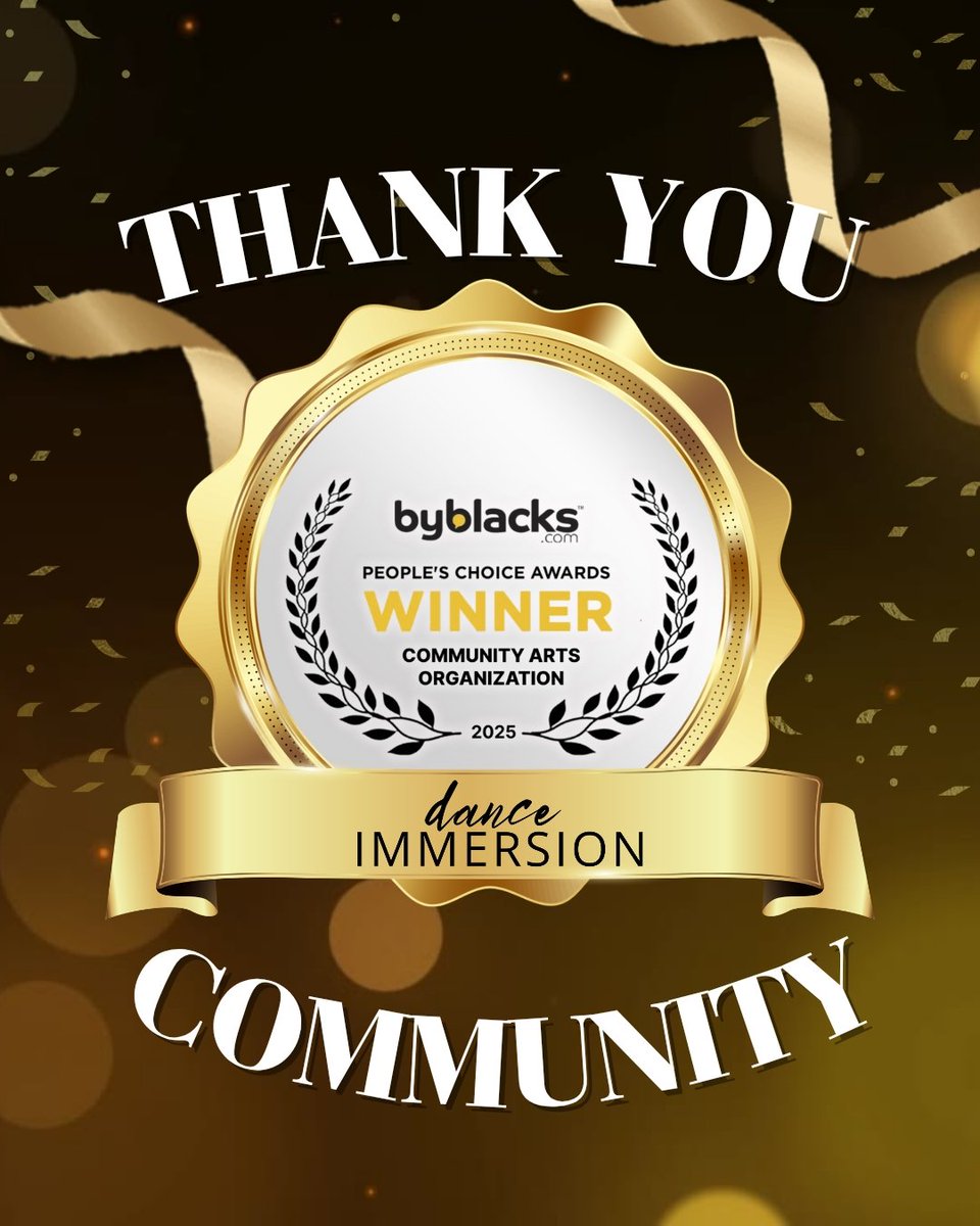 THE RESULTS ARE IN! 📣

dance Immersion is the Best Community Arts Organization of 2025 in the <a href="/ByBlacks/">ByBlacks</a> People’s Choice Awards!
Huge thanks to everyone who voted &amp; shared—and to <a href="/ByBlacks/">ByBlacks</a> for the nomination! 🙏🏾