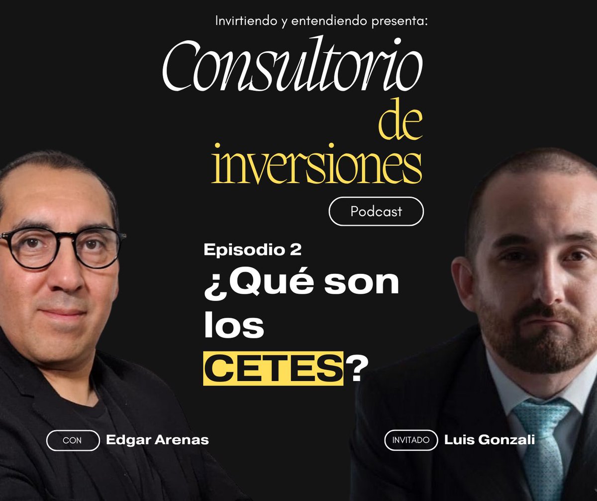 Episodio de estreno en el 🚨Consultorio de inversiones🚨 donde desmenuzamos a los CETES con un invitado de lujo: Luis Gonzalí.

Pásenle. #podcast #Invirtiendoyentendiendo #Consultoriodeinversiones 👇

open.spotify.com/episode/0oSSfr…