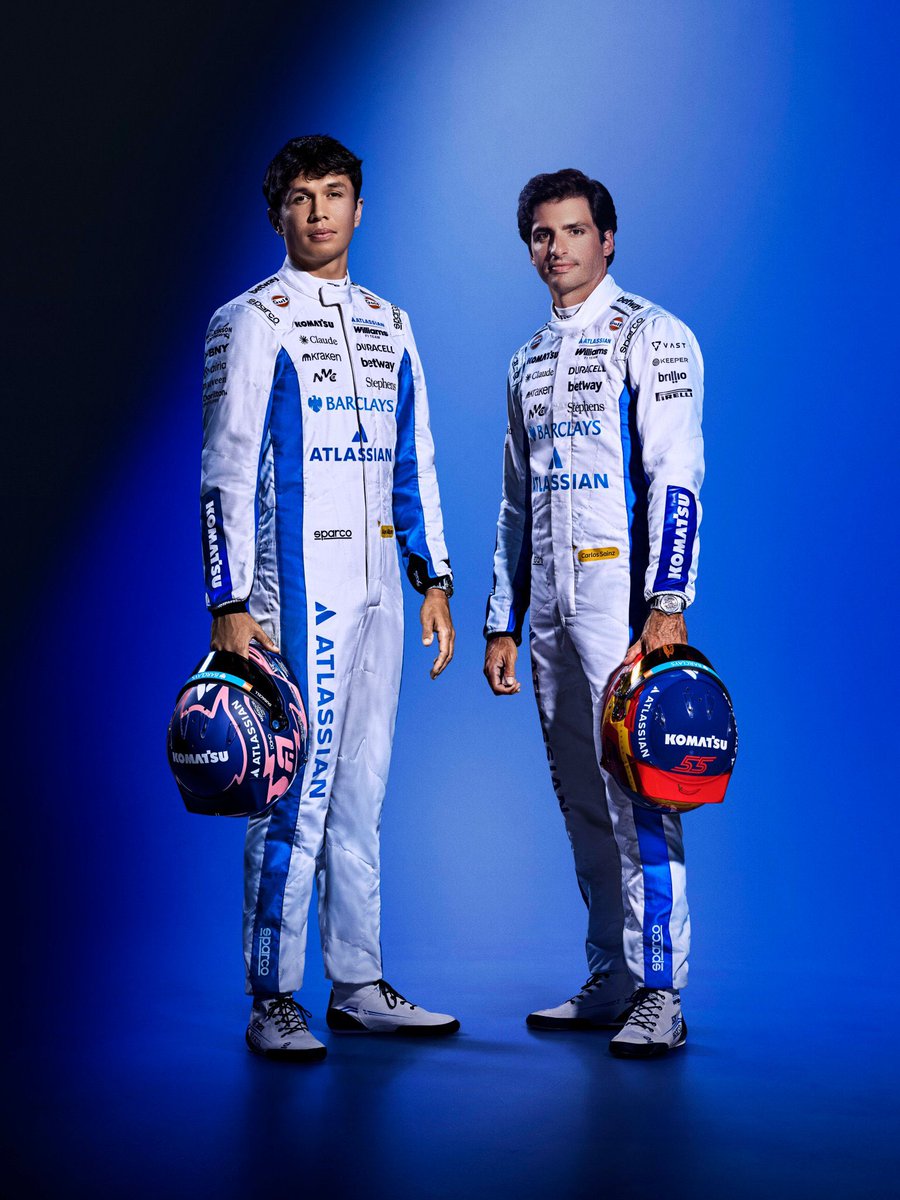 PHdesigns_'s tweet photo. It’s such a testiment to the amazing work of the marketing team at @WilliamsF1 that we we went from plain white suits with no sponsors to suits that don’t even have space for more of them💙👏🏼 https://t.co/KqIsxB2H2q