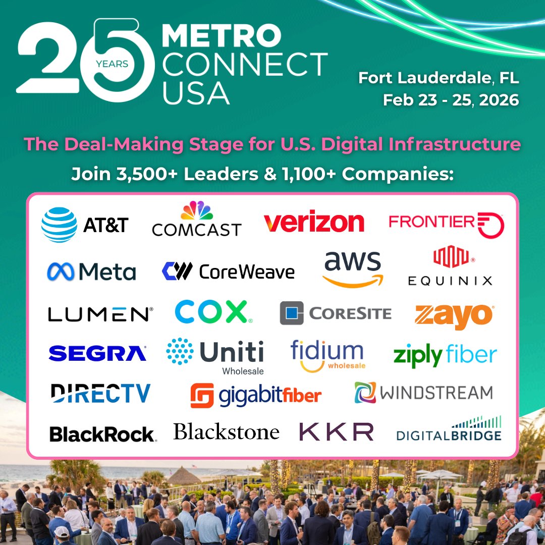 iMillerPR's tweet photo. #MetroConnectUSA 2026 is almost here! 3,500+ senior leaders. 1,100+ digital infra companies. The biggest U.S. deal-making event of the year.
Fort Lauderdale | Feb 23–25
10% off: IMILLER10
Book your pass here: https://t.co/sSZ4td5p06
#DigitalInfra #MetroConnect #iMPR #DataCenter https://t.co/XaLlMbygl6