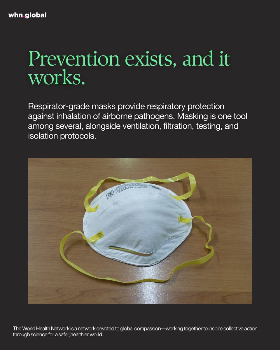 TheWHN's tweet image. This isn’t just “flu season.” It’s multiple pathogens circulating at once — and the harm adds up fast.

Respirator-grade masks provide respiratory protection against inhalation of airborne pathogens. Layered prevention works: masking + ventilation + filtration + testing +…
