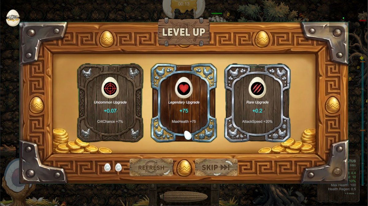 LexicaWorks's tweet photo. Developing a roguelike means sometimes forgetting your own RNG tables.

Just pulled a Legendary Health upgrade. It has a <1% drop rate.

It did not save me. The swarm still won. 📉

Play the Prologue: https://t.co/WnMm1IiRKg

#indiedev #roguelike #gamedev https://t.co/nHbsU4RnDr