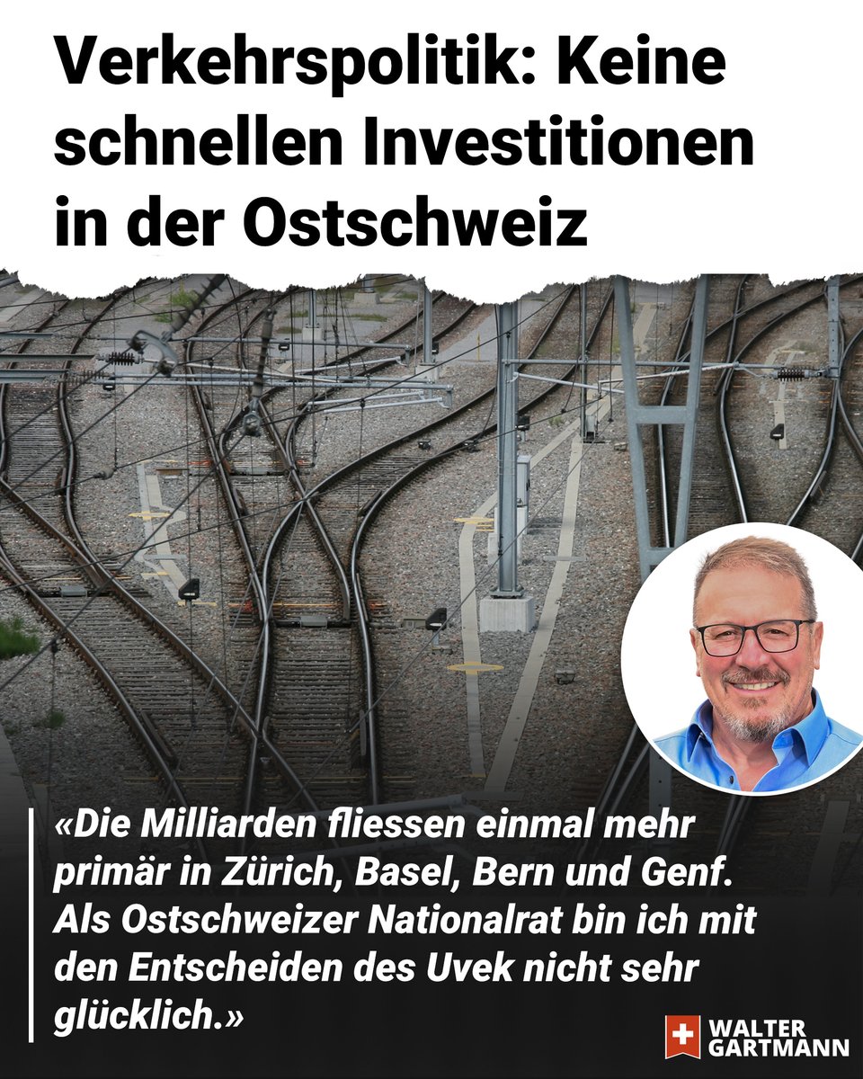 Der Autobahnausbau bleibt. Aber bei der Schiene fliessen die Milliarden einmal mehr primär nach Zürich, Basel, Bern und Genf.

👉🏼Jetzt den ganzen Beitrag lesen auf walter-gartmann.ch.