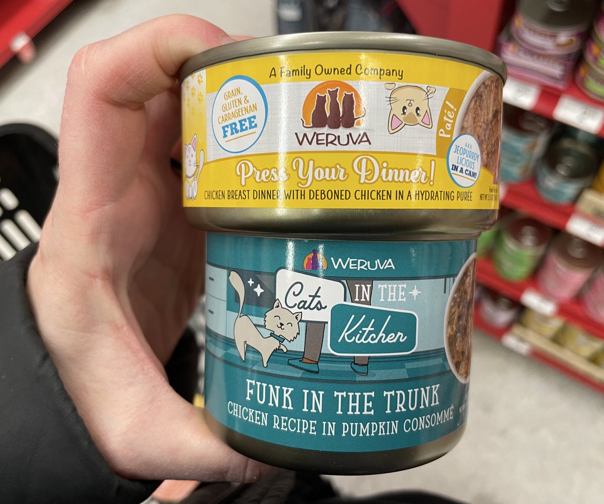 thespianoge's tweet photo. Okay, if I wasn’t convinced there’s a Taemin fan in this cat food company, learning about the other flavor “Funk in the Trunk” as a counterpart to “Press Your Dinner” has clinched it. https://t.co/MYLHF1qRS2