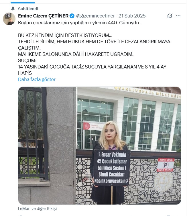 DemirFerit62's tweet photo. Şanlıurfa'da  bir cesur yüreğin hikayesi.  Şanlıurfa'da ve Türkiye'nin herhangi bir yerinde çocuklara yapılan kötülüklere karşı duran ve çocuk hakları için yıllardır eylem yapan Psikolog Emine  Gizem Çetiner defalarca tehdit edilmesine ve hakkında davalar açılmasına rağmen asla geri adım atmadı. Emine Gizem Çetiner bu akşam canlı yayın konuğum olacak.
Türkiye gündeminde öne çıkan haberleri ve görüntüleri de akşam Youtube yayınımda yorumlayacağım beklerim.
https://t.co/EATbXItuIA