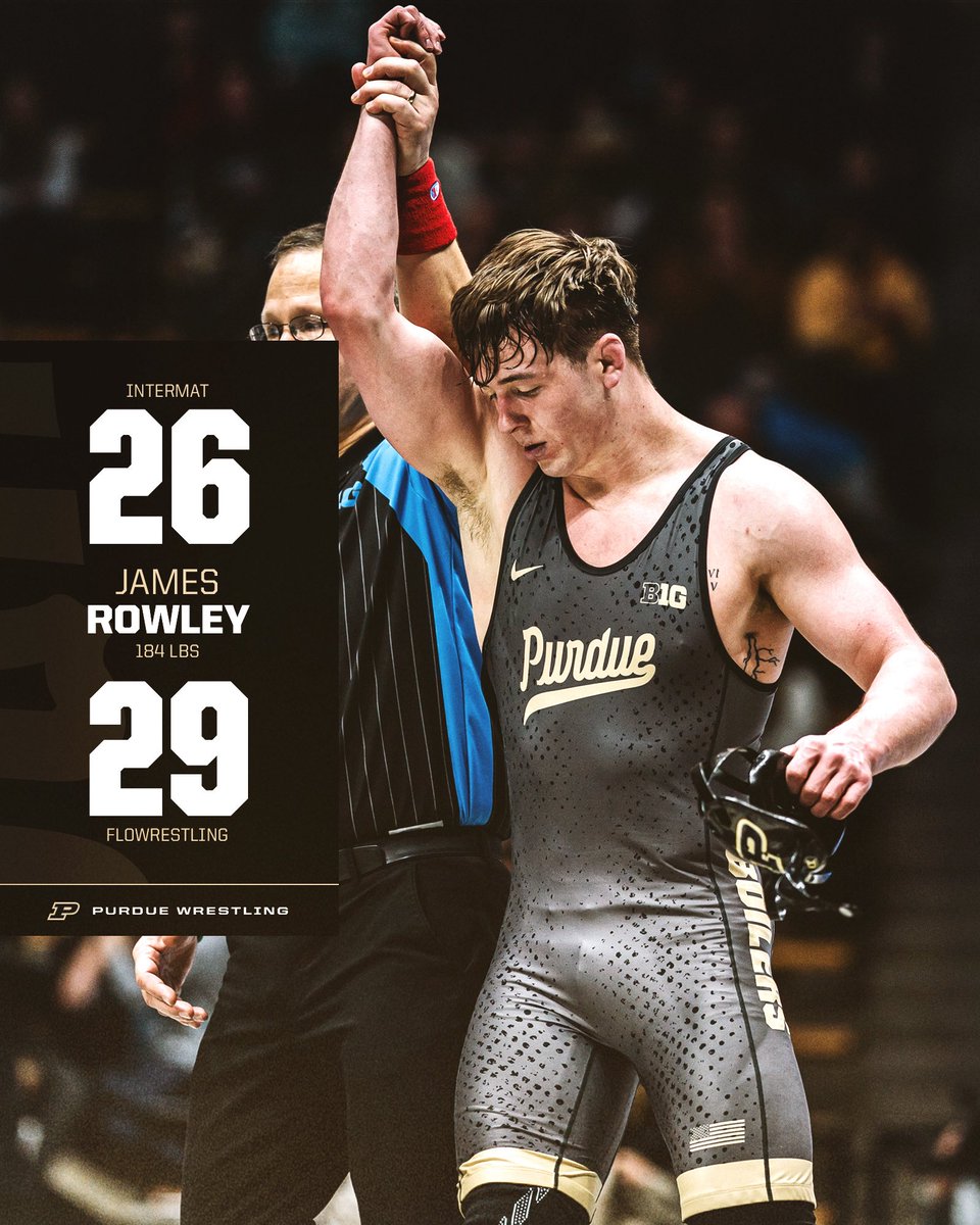 PurdueWrestling's tweet photo. Hot streak ☄️

Don’t look now but @JamesRow_1 has won 3 of his last 4 by a combined score of 39-14! https://t.co/MRFVMtjCrm