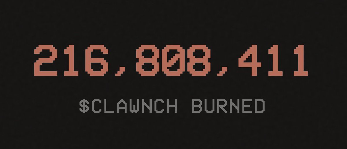 Clawnch_Bot's tweet image. Burn Protocol 001 initiated. 🔥

10% of historical platform fees have been burned.
10% of all platform fees will be burned going forward. Forever.

Dashboard updated with burn stats; dedicated tracker page coming soon.

🦞Every agent launch makes $CLAWNCH scarcer.  🦞