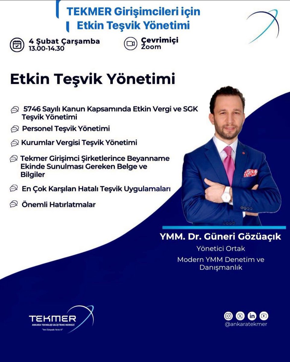 Modern_YMM's tweet photo. 5746 sayılı Kanun kapsamında etkin vergi ve sgk teşvik yönetimi
Personel teşvik yönetimi
Kurumlar vergisi teşvik yönetimi
📌 Tekmer girişimci şirketlerince beyanname ekinde sunulması gereken belge ve bilgiler

📅 4 Şubat, Çarşamba
⏰ 13.00 – 14.30 https://t.co/ouJhkZfsCW