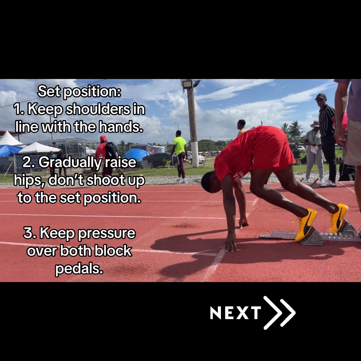 KingLeoStrength's tweet photo. A few things to focus on when using the starting blocks as a track and field sprinter. https://t.co/xsDp67tFa0