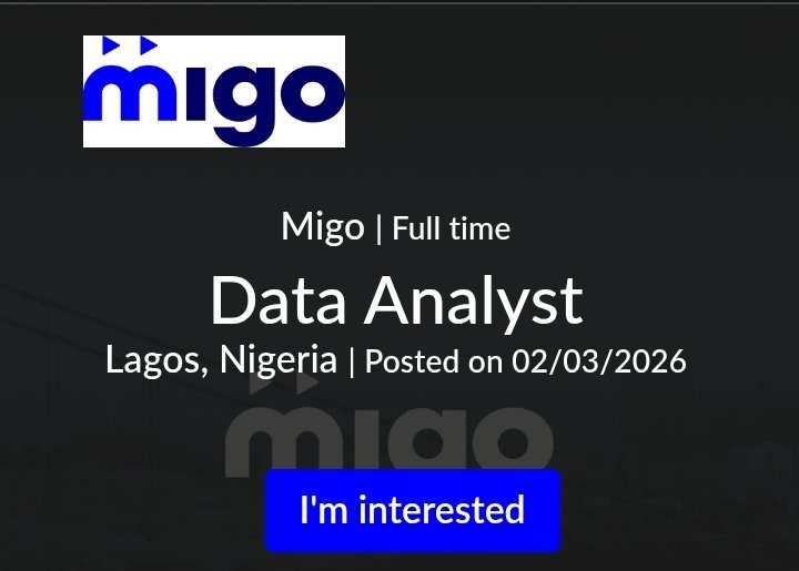 tohire_ng's tweet image. Migo is hiring 🔔 

Data Analyst

📍Lagos

Requirements 
•Strong analytical foundation with the ability to clean, transform, and model data from multiple sources.
•Advanced proficiency in SQL; comfort working with complex queries and large datasets.
•Working knowledge of